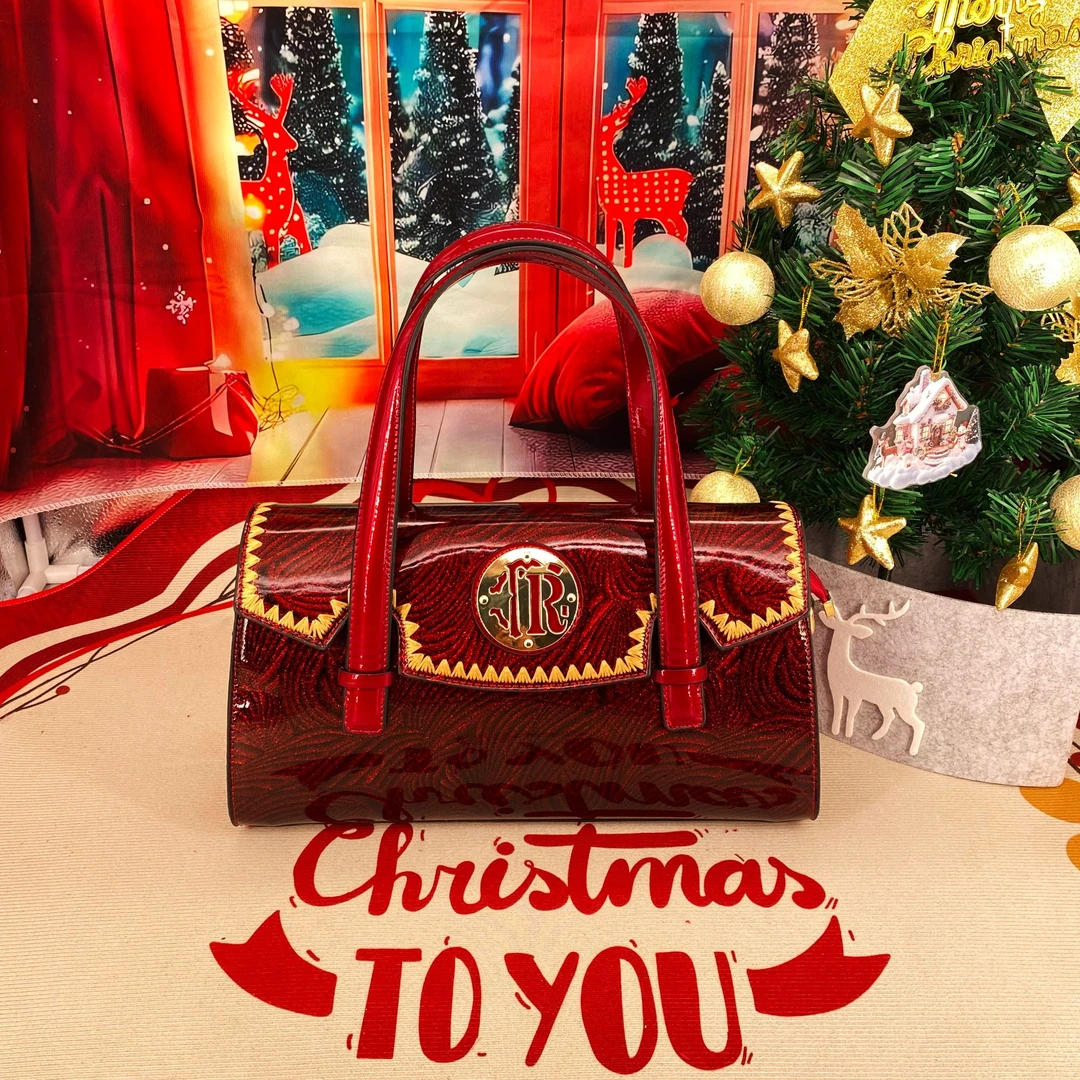 （33x19x13）高档轻奢时尚婚礼漆皮礼品包红色喜妈妈喜婆婆贵妇包