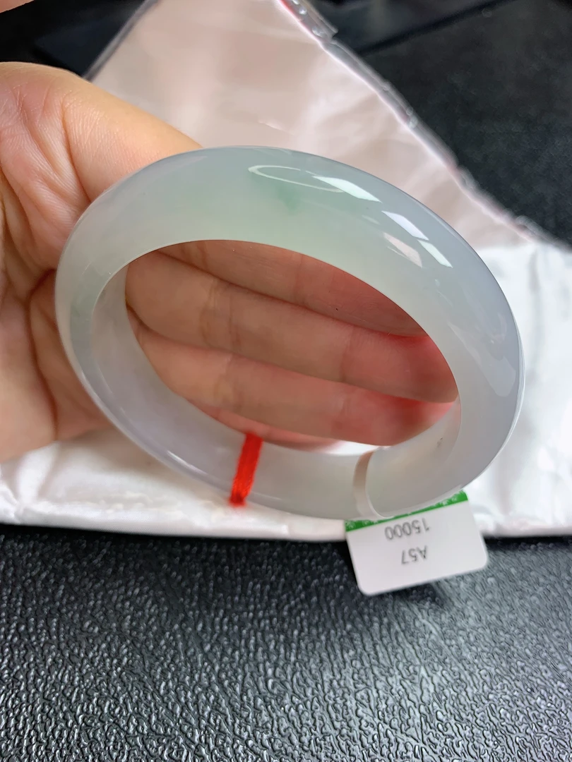 57圈缅甸天然A货翡翠老坑起冰化胶白月光飘阳绿翡翠手镯