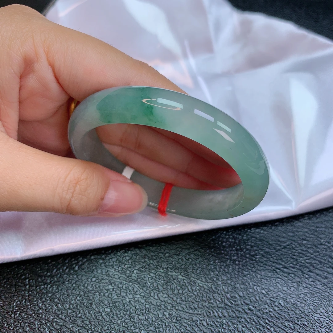 50圈缅甸天然A货翡翠老坑冰种起冰化胶起光飘花贵妃手镯