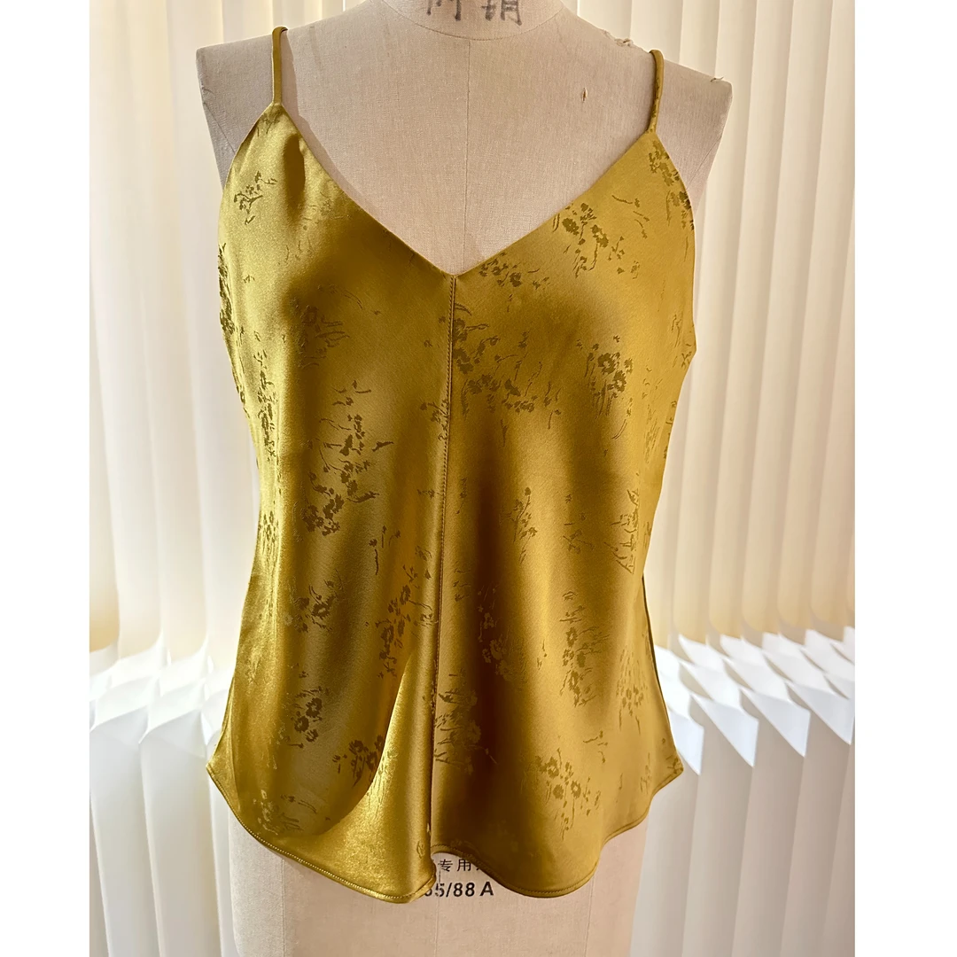 KOMODO中式复古提花重磅三醋酸百搭薄款吊带气质女士蕾丝春夏无袖