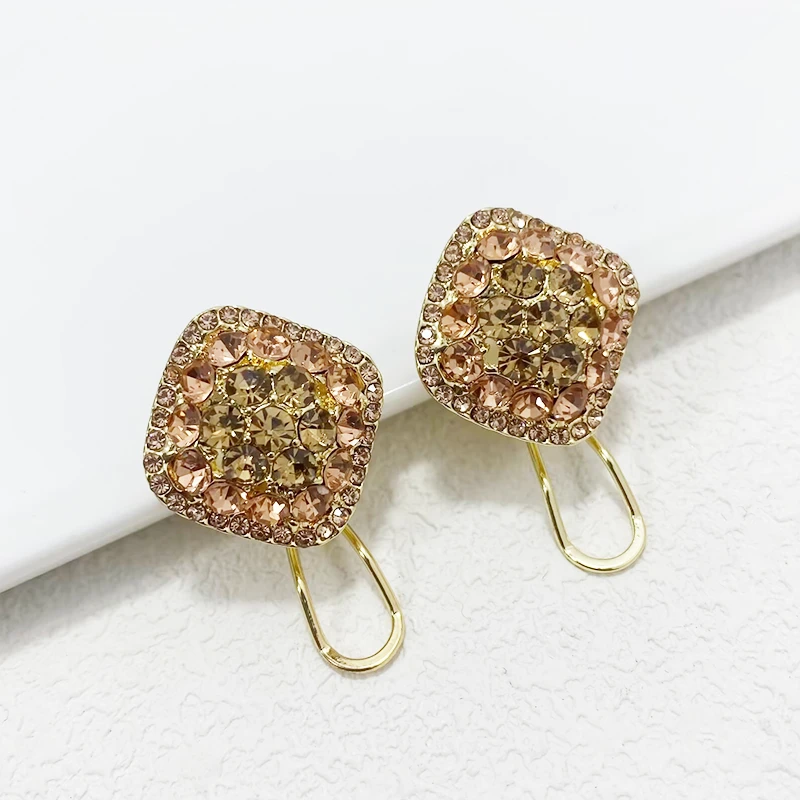 合金玻璃耳饰 设计师气质轻奢时尚百搭优雅复古重工简约精致满钻