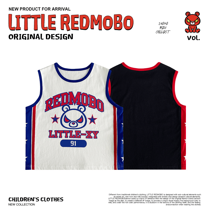 【魔霸眼睛】百搭卡通字母印花男女童无袖童装背心 XY-MB073