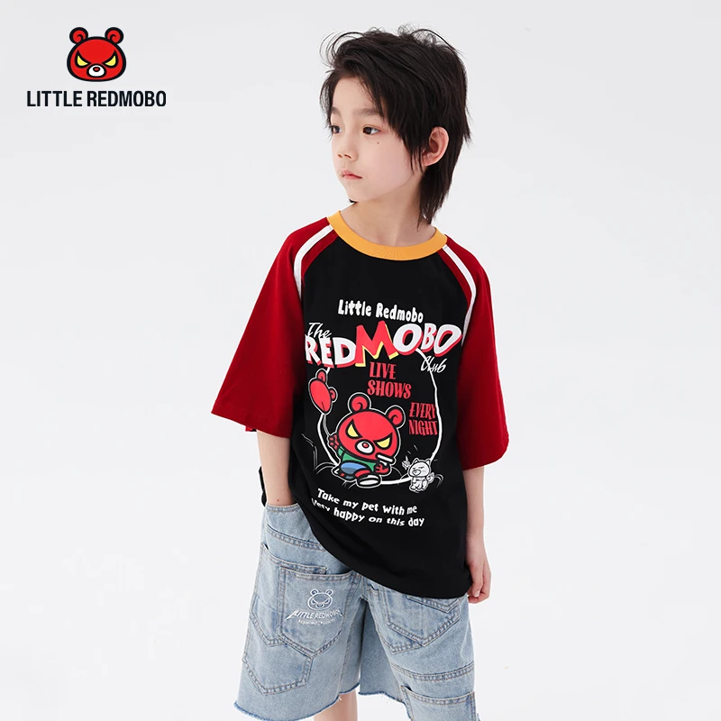 【魔霸专属】拼接卡通2024年新款潮酷夏季儿童童装短袖T恤 XY-MB442