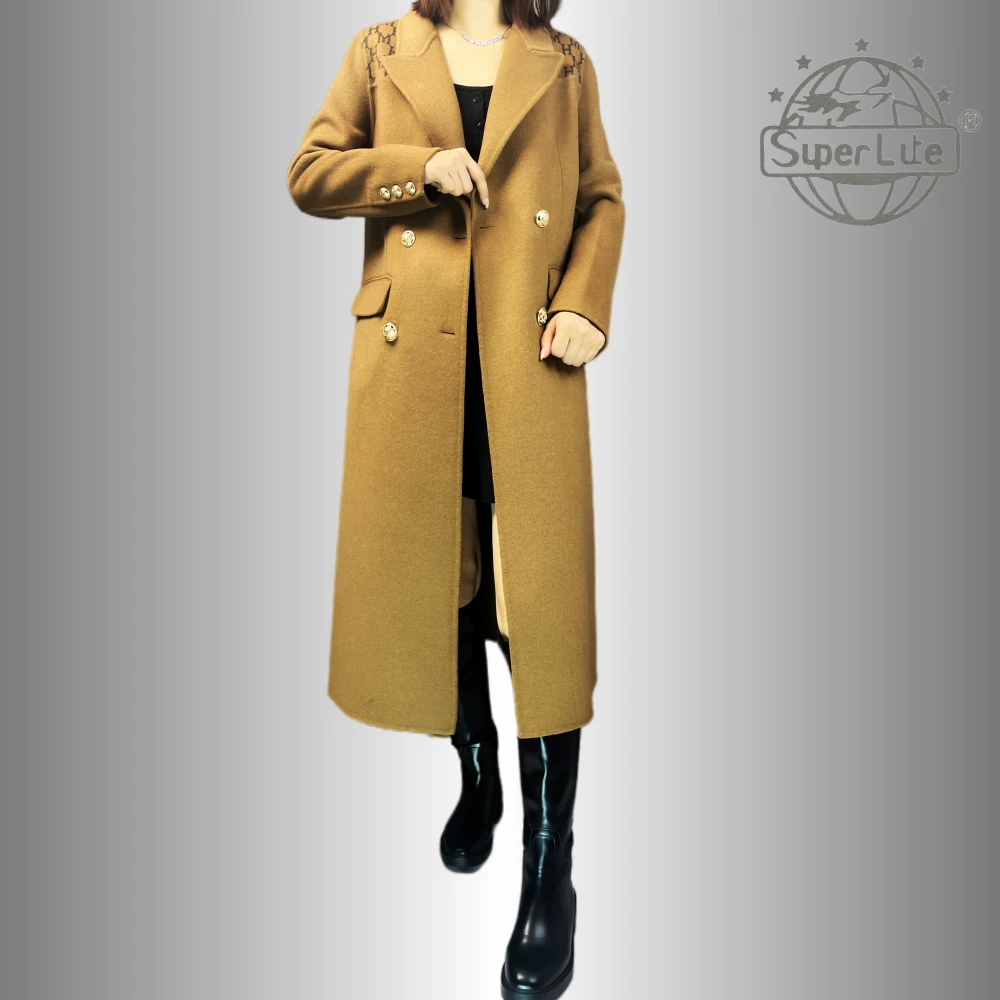 825#双面羊毛大衣女2025秋冬季百搭韩版宽松中长款赫本风毛呢外套