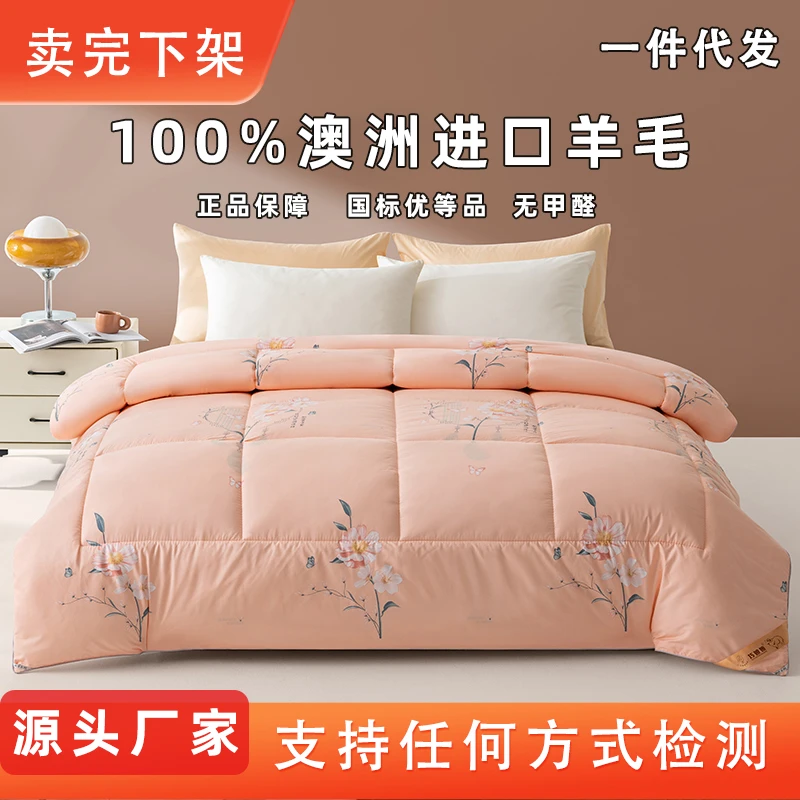 【工厂大破/价】羊毛被100%澳洲进口四季被保暖被秋冬学生被抑菌a