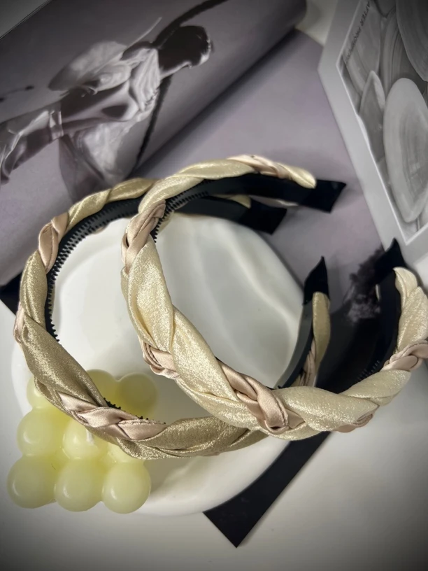 杨大姐推荐韩式简约百搭拼色麻花防滑压碎发编织头箍