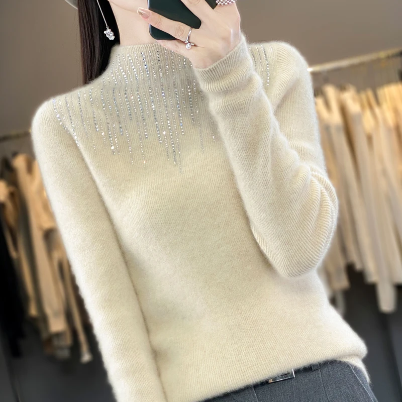 修身毛衣女秋冬百搭洋气显瘦宽松内搭2023新款大码羊毛打底衫时尚