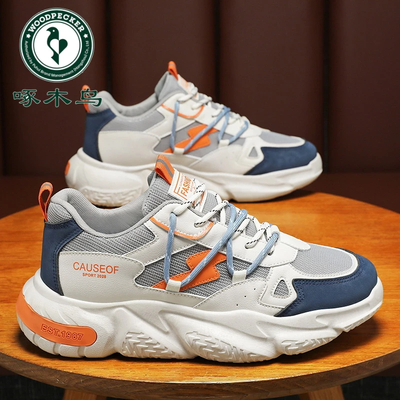 【正品】啄木鸟夏季男鞋新款透气运动鞋子男韩版潮流百搭厚底休闲鞋