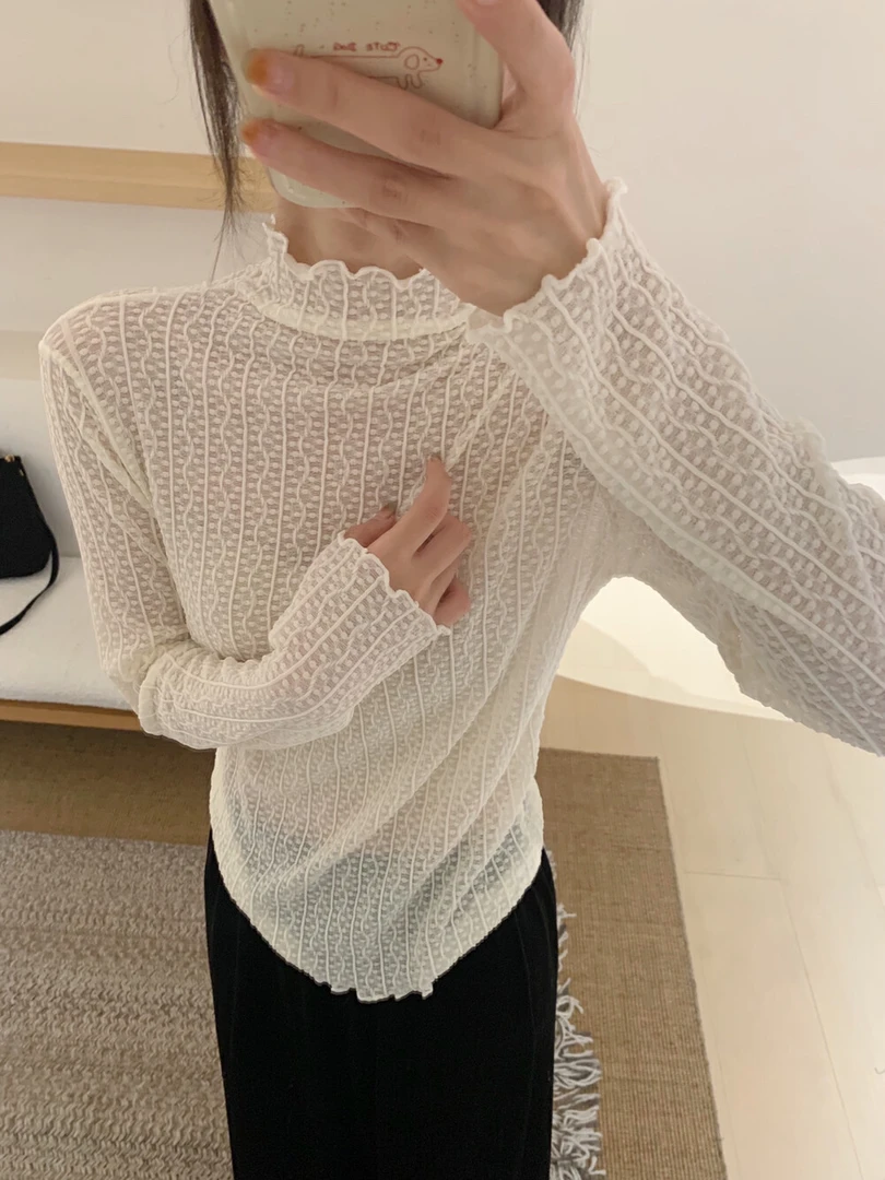 韩系毛衣伴侣高弹力蕾丝显廋气质打底衫99-86-985