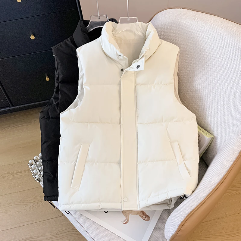 【洋开心】羽绒棉服女冬纯色马甲宽松大码胖mm背心坎肩外套