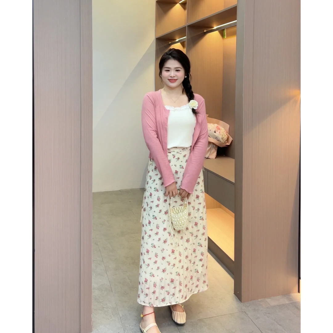 【青苍】大头婷微胖定制夏季半身裙气质时尚高腰显瘦碎花百搭长裙