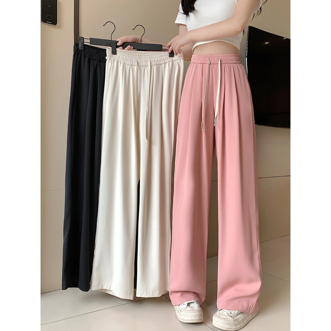 【腿粗天菜】洋开心阔腿裤中腰运动百搭高腰休闲裤时尚外穿裤子显瘦