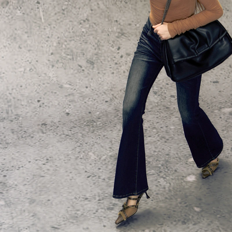 【恩雅粉丝专属】Deleteex数字游戏skins系列黑蓝两色微喇牛仔裤