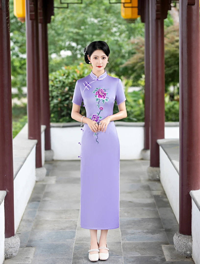 【8147】（衣长125cm）高端定位花气质旗袍