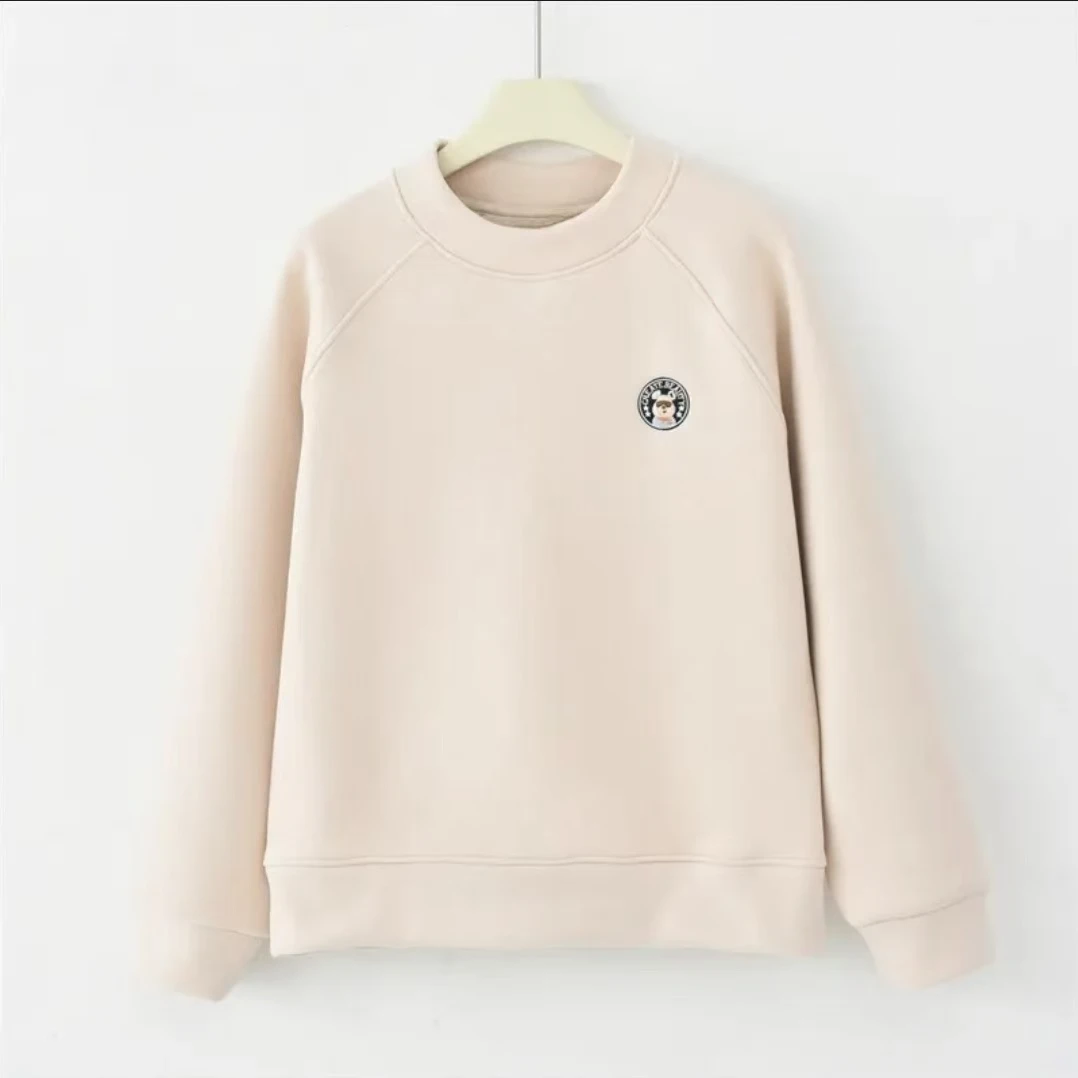 JMZ﹣「冬季热能衣」2024防风慕斯绒新款女装圆领插肩袖卫衣冬款时尚