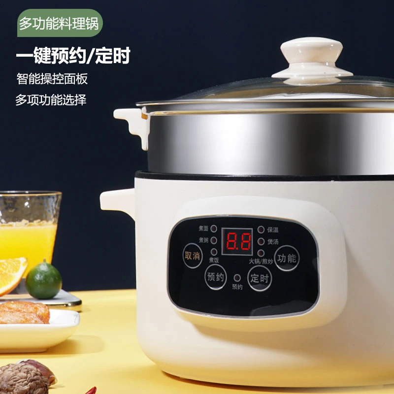 电煮锅多功能家用电火锅学生宿舍煮面小电锅蒸煮一体锅电热电炒锅