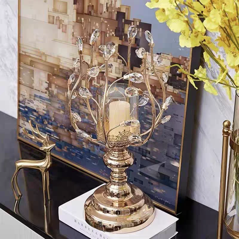 欧式香薰蜡烛台水晶烛台摆件轻美式家用餐桌烛光晚餐道具台灯浪漫