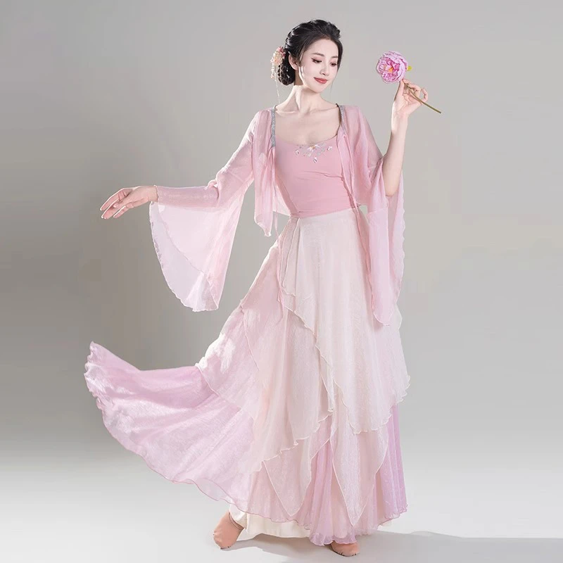 古典舞纱衣外披仙气新款飘逸中国舞中国古风舞蹈服剧目演出服装