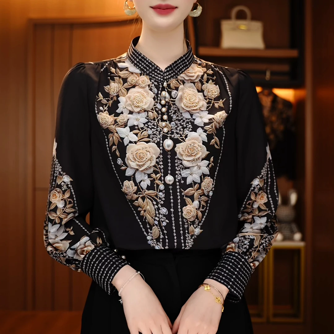 风穗-冬季上新新款洋气百搭设计长袖套头立领上衣女宽松遮肉