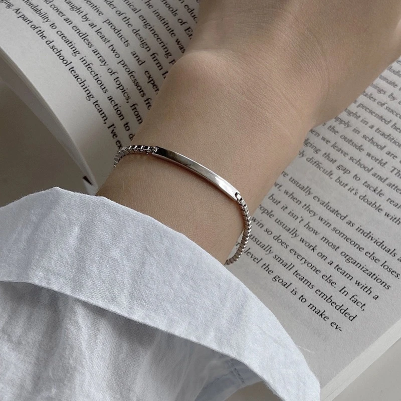 925银手链 极简百搭◆简约条形手链 加粗设计不易断 气质通勤女