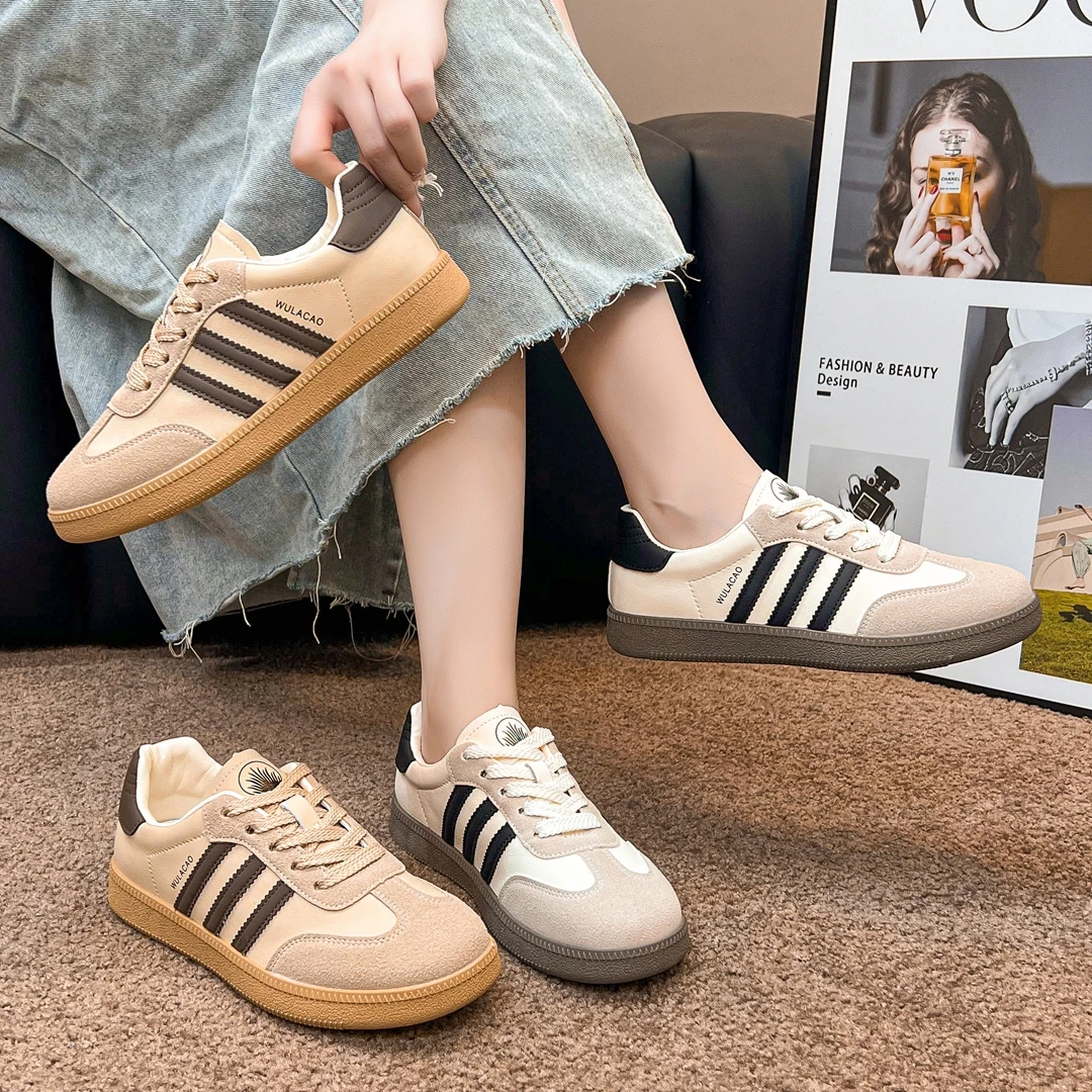 9835大码女鞋德训鞋百搭透气复古平底韩版低帮潮鞋秋季新款平底鞋