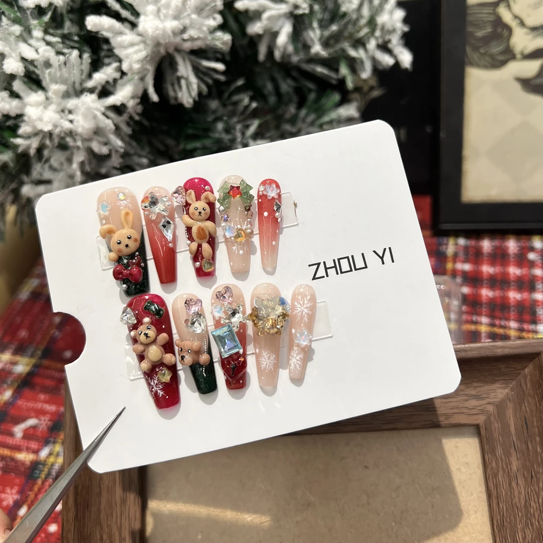 周一|小熊派对 美甲 纯手工穿戴甲定制 |拍下改发货时间