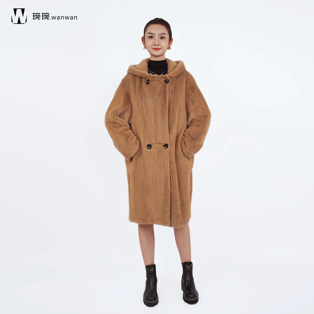 三髦【琬琬.wanwan】“泰迪MM帽款”设计师进口水貂皮草外套