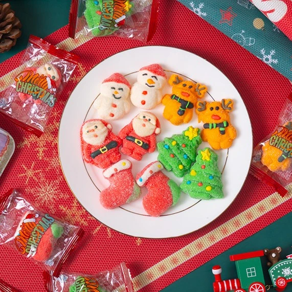 圣诞节糖果创意可爱水果味软质棉花糖姜饼人圣诞老人礼盒礼袋礼物