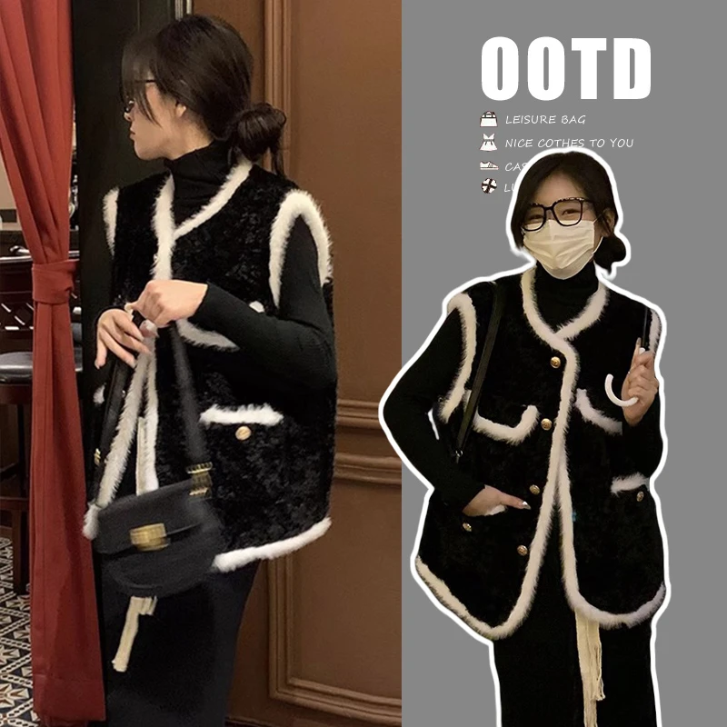 时髦孕妇装秋冬新款气质韩版高级感穿搭小香风马甲休闲连衣裙秋装