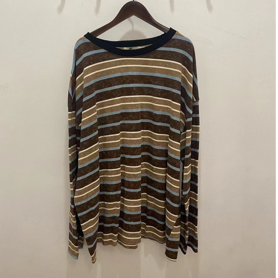 秋季新款女士休闲百搭时尚条纹长袖套头体恤