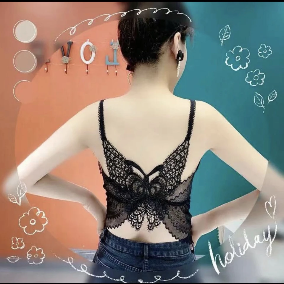 2022新款时尚百搭蝴蝶蕾丝美背背心