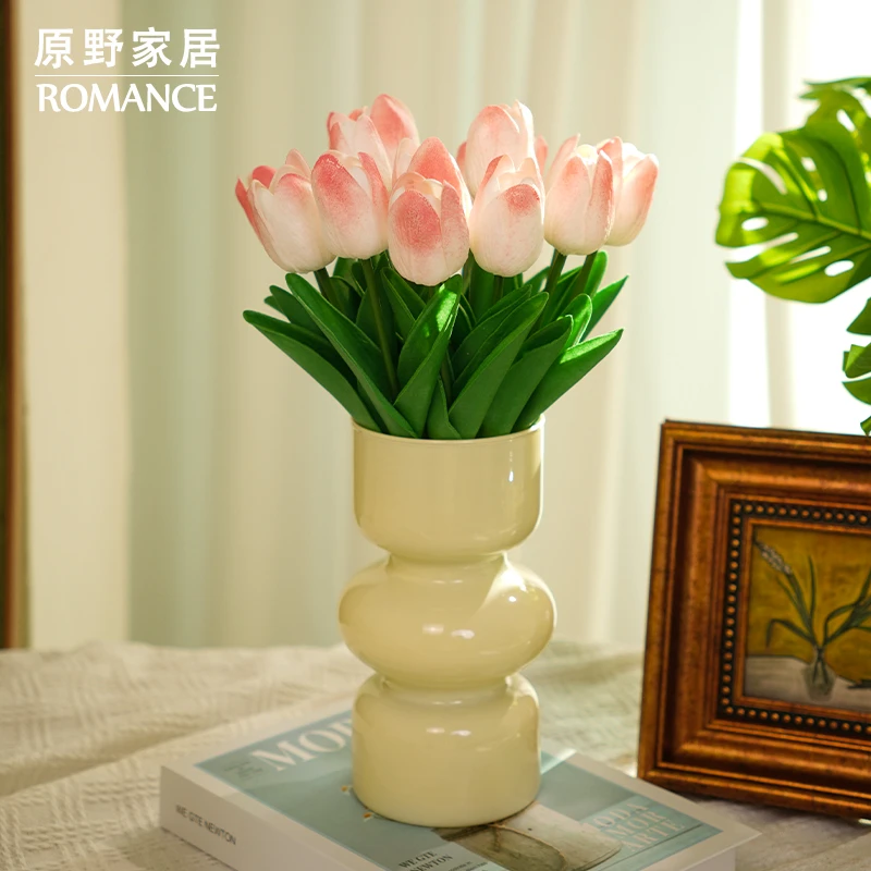 北欧高档清新郁金香ins风仿真花摆设小众家居餐桌客厅家居装饰品