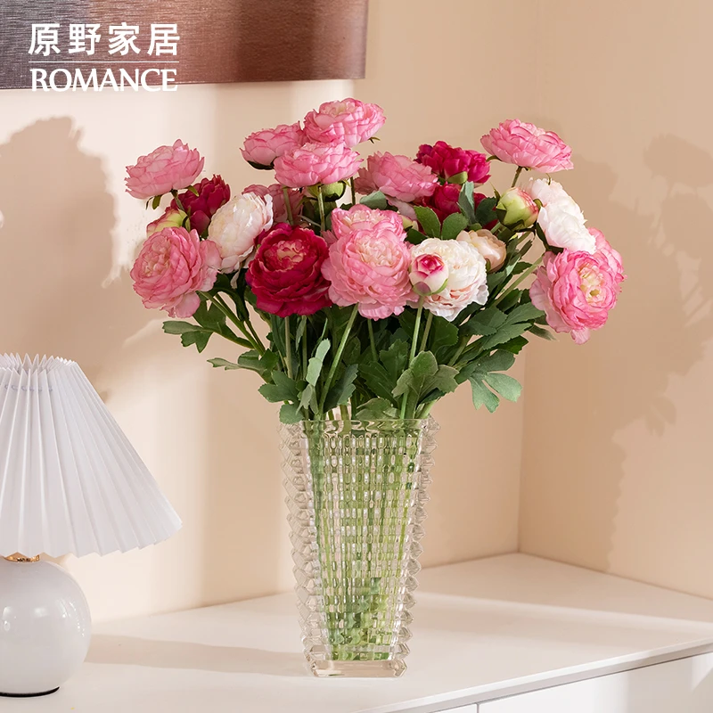 露莲仿真花假花花束客厅餐桌花艺摆件洋牡丹装饰桌面绢花插花摆设