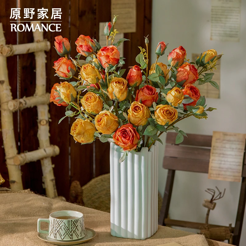 玫瑰花高档客厅玫瑰花束假花干花仿真花摆设花艺摆件餐桌装饰