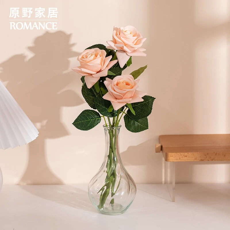 玫瑰花手感保湿仿真花摆设假花高级感客厅装饰花艺摆件餐桌花花束