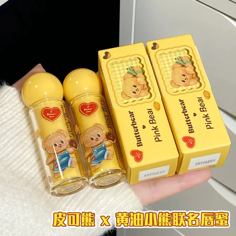 皮可熊黄油小熊联名唇蜜滋润唇釉唇泥保湿口红正品护唇水光雾面