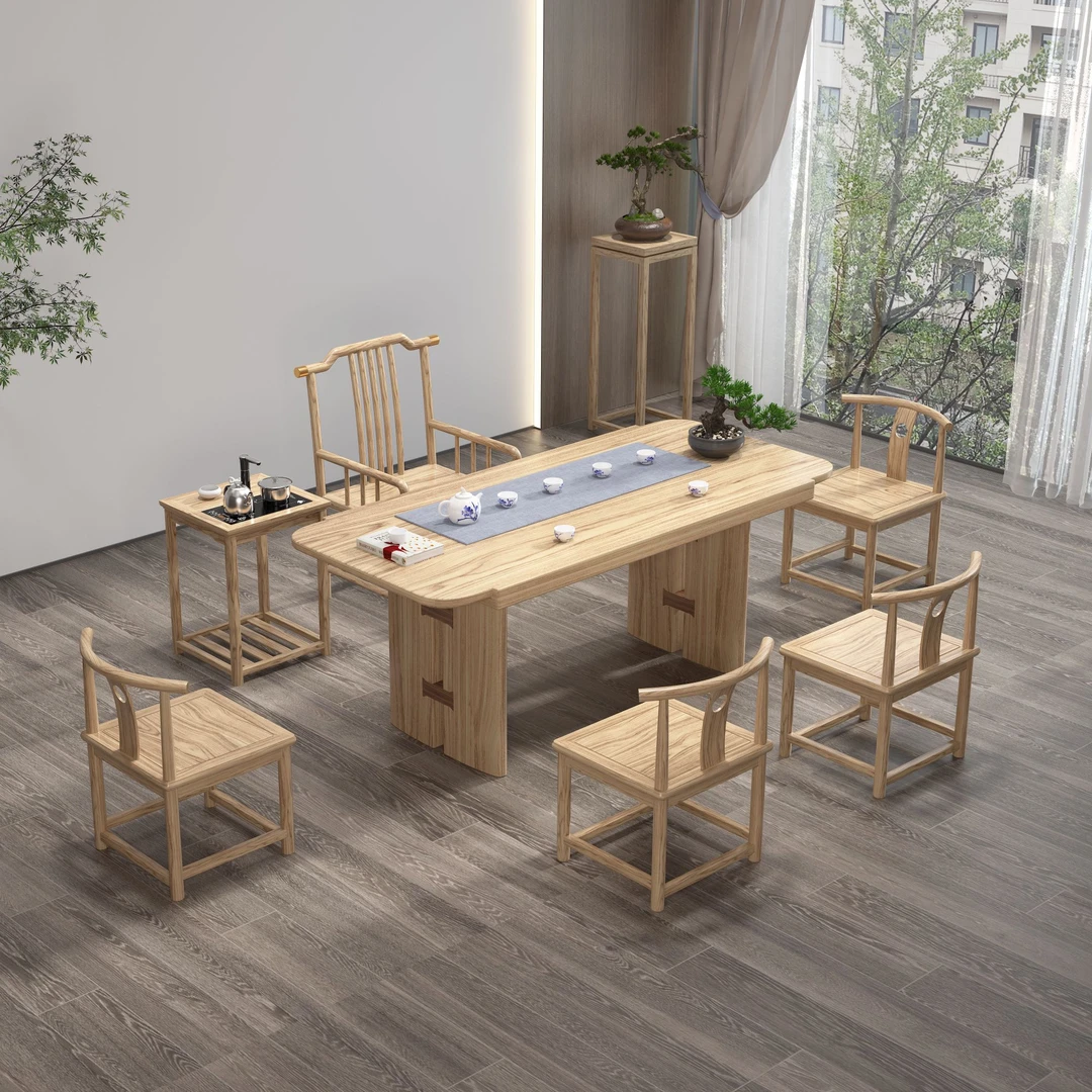 【工厂直销】实木大板茶桌茶台办公桌书桌现代轻奢简约风格