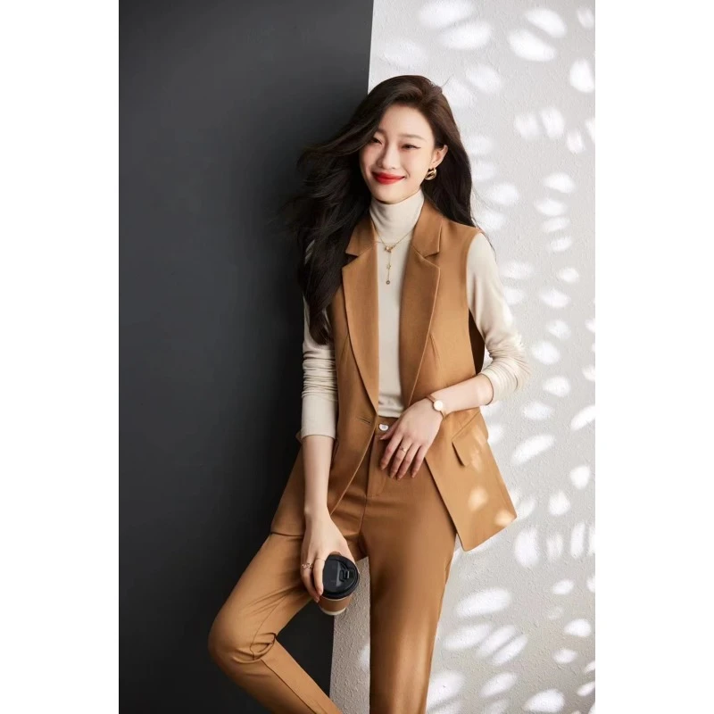【品牌撤柜剪标】F新款重工气质简约中长款显瘦马甲西装 5636