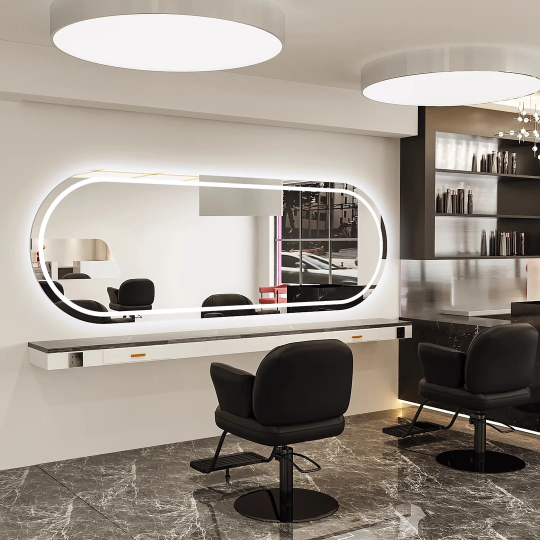 理发店烫染镜台发廊专用美发店镜台网红单面挂墙剪发镜潮店养护发