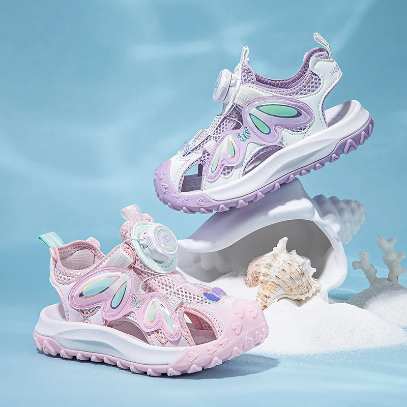 哈比熊2024新款儿童夏季包头凉鞋防滑透气女童百搭时尚软底沙滩鞋