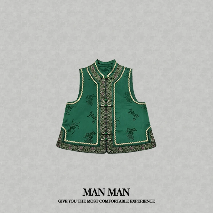 『绿竹』满满出品-锦缎马甲24318时尚气质百搭