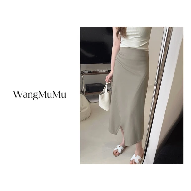 清【乌木香】设计感褶皱显瘦半身裙
