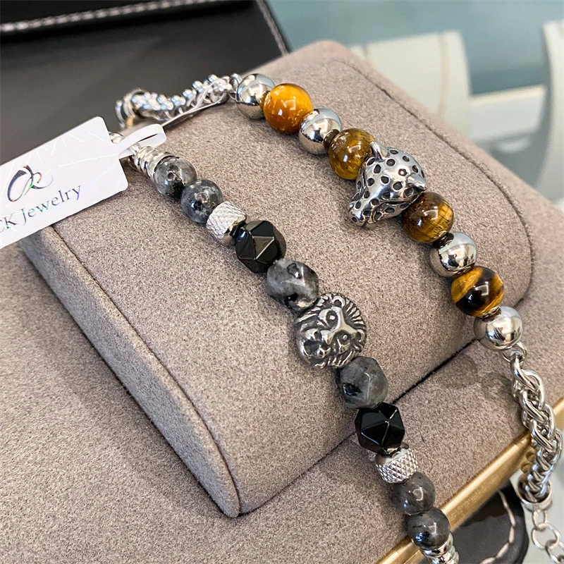 钛钢手链 CK双层叠戴复古古巴链高级冷淡风男士嘻哈转运珠手链