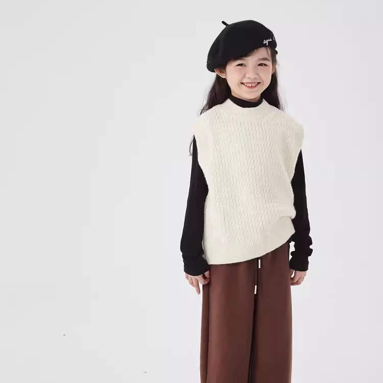 OLAMIMI定制 中性款 学院风无袖休闲黑白两色针织毛衣马甲