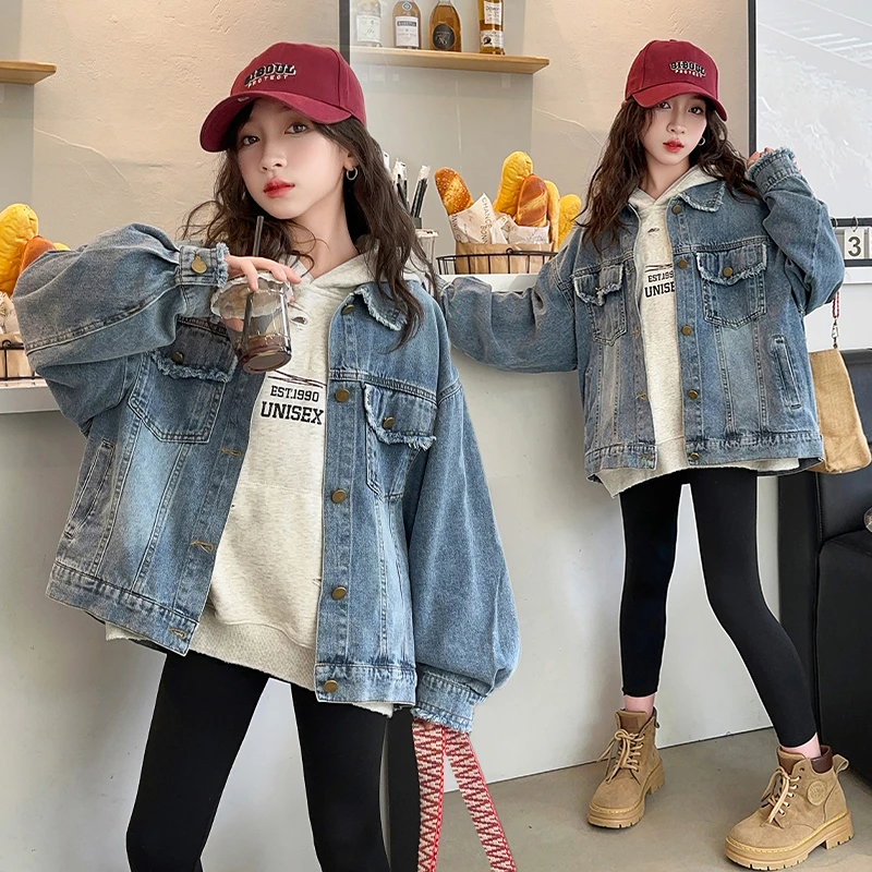 女童牛仔外套春秋装新款2024爆款洋气儿童中大童宽松百搭长袖上衣