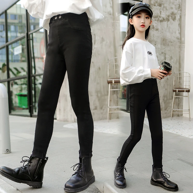 女童牛仔裤春秋款2024新款打底小脚弹力儿童修身秋季大童铅笔裤子