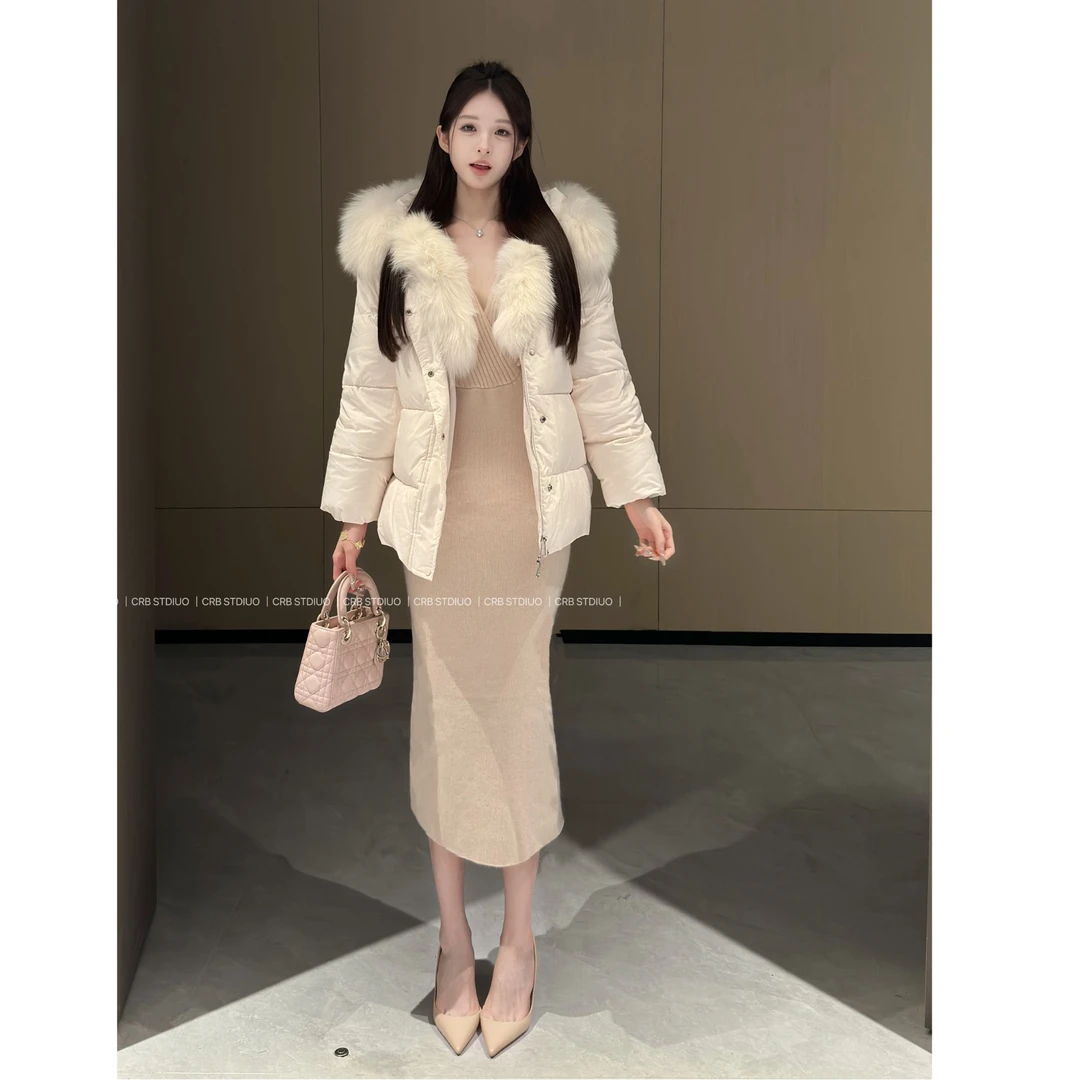 【春日部】小淡粉 粉色保暖外套新款保暖连衣裙套装0651