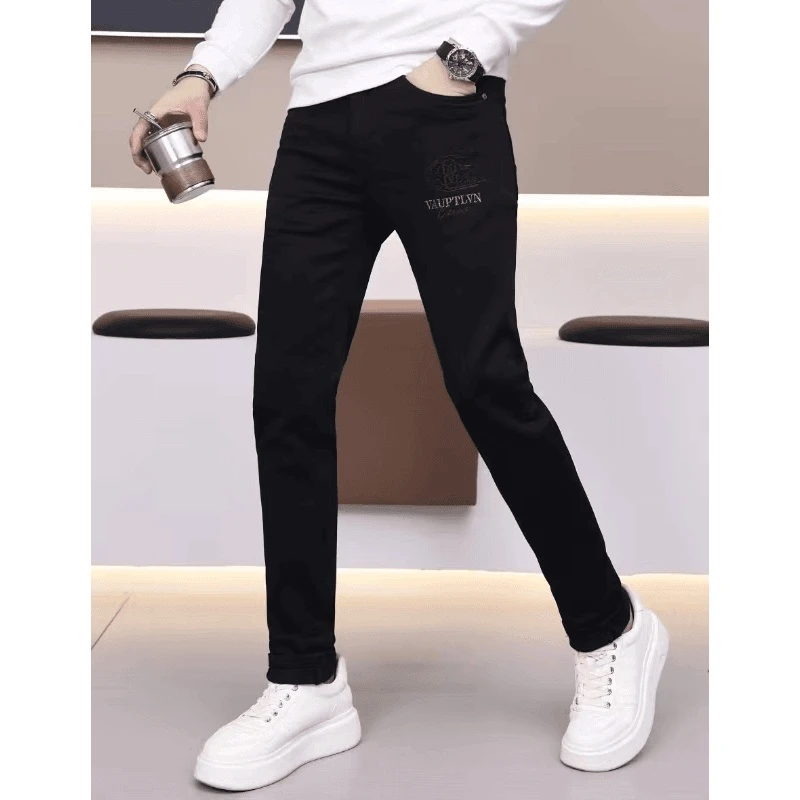 秋季款高级感百搭复古高级感黑色时尚爆款男士直筒休闲牛仔裤8117