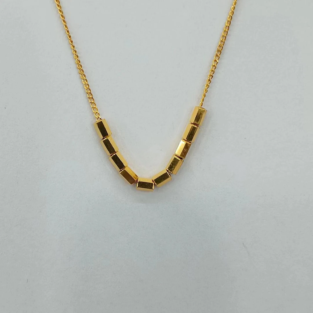 【不支持无理由退】足金999长方糖套链轻奢时尚百搭