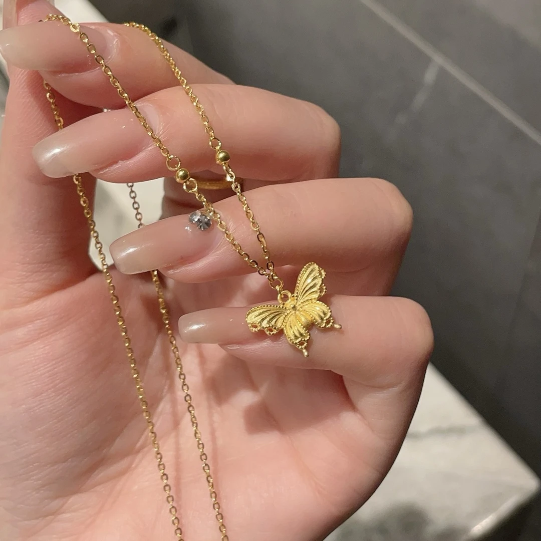 【不支持无理由退】5G足金999破茧成蝶黄金套链